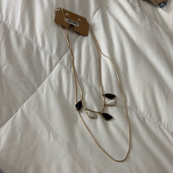 None Jewelry - Gold and Black Geometric Necklace